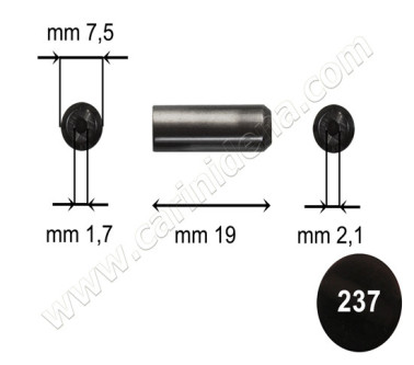 pistoncini tronc 7 5 x 19 2fori 1721 acr pastello nero  car030bt 237ner