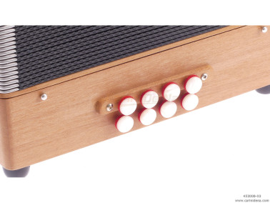 ORGANETTO ROL ST2  21/2 - 8/3+1REG - CILIEGIO - SOL/DO - BOTTONI PERLA BIANCO CON TRACOLLE - CON 1 POMELLO X REGISTRO 3A BASSI