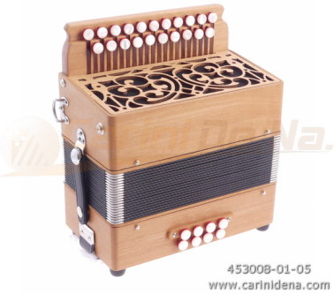 ORGANETTO ROL ST2  21/2 - 8/3+1REG - CILIEGIO - SOL/DO - BOTTONI PERLA BIANCO CON TRACOLLE - CON 1 POMELLO X REGISTRO 3A BASSI