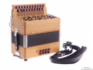 ORGANETTO ROL ST2  21/2 - 8/3+1REG - CILIEGIO - SOL/DO - BOTTONI PERLA NERO CON TRACOLLE - CON 1 POMELLO X REGISTRO 3A BASSI