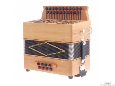 ORGANETTO ROL SM2  21/3 - 8/3+1REG - CILIEGIO - SOL/DO - BOTTONI PERLA NERO CON TRACOLLE - CON 1 POMELLO X REGISTRO 3A BASSI