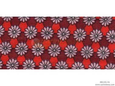 STOFFA FIORI H150 ROSSA/FIORI BIANCHI GEOMETRICI