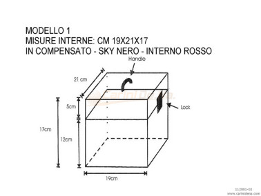 ASTUCCI CONCERTINE COMPENSATO int. 21 x 19 x 17 (12+5) - MANIGLIA SU COPERCHIO + 1 SERR
