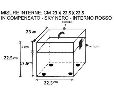 ASTUCCI CONCERTINE COMPENSATO int. 23 x 22.5 x 22.5 - MANIGLIA SU COPERCHIO + 1 SERR