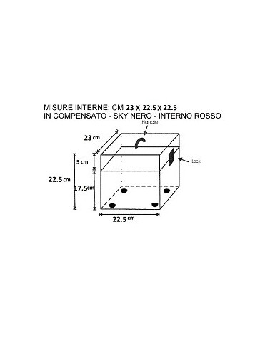 ASTUCCI CONCERTINE COMPENSATO int. 23 x 22.5 x 22.5 - MANIGLIA SU COPERCHIO + 1 SERR