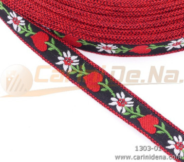 NASTRINO TIROLESE CUORI ROSSO