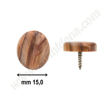 BOTTONI A VITE TONDI 15,0  LEGNO OLIVO 7018 VERN. LUCIDO