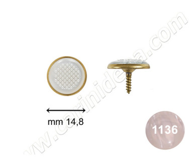 BUTTONS KNURLED C24 WITH GOLD RING PEARL WHITE