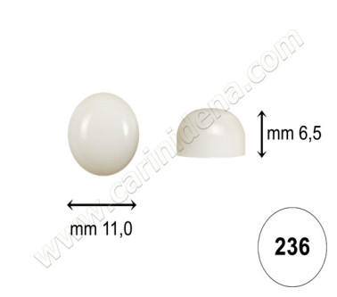 BOTTONI R. 11 X 6,5 BH SEMISFERA PASTELLO BIANCO - CAR049BH 236BIA