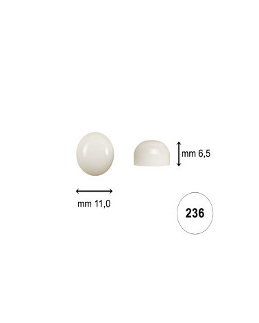 BOTTONI R. 11 X 6,5 BH SEMISFERA PASTELLO BIANCO - CAR049BH 236BIA