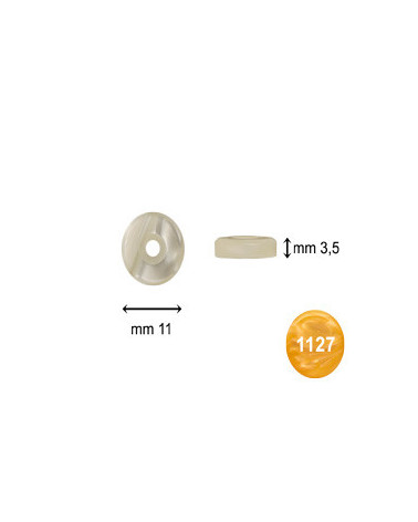 PASTIGLIE FORATE PIATTE SMUSSATE mm 11,0x3,5 PERLA GIALLO 1127 - CAR013BS 1127GI