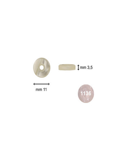 PASTIGLIE FORATE PIATTE SMUSSATE mm 11,0x3,5 PERLA BIANCO 1136 - CAR013BS 1136SP