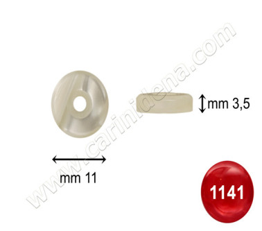 PASTIGLIE FORATE PIATTE SMUSSATE mm 11,0x3,5 PERLA ROSSO 1141 - CAR013BS 1141RO