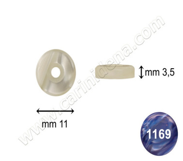 PASTIGLIE FORATE PIATTE SMUSSATE mm 11,0x3,5 PERLA BLU 1169 - CAR013BS 1169BL