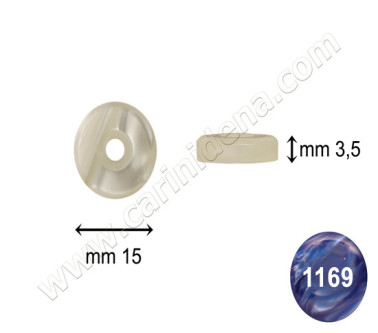 PASTIGLIE FORATE TONDE BM mm 15,0x3,5 PERLA BLU - CAR081BM 1169BL