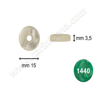 TABLET BUTTON WITH HOLE D.15 PEARL GREEN