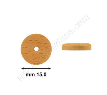 PASTIGLIE FORATE PIATTE mm 15,0x3,5 FORO mm 2 LEGNO FAGGIO EVAPORATO 0002 - CAR084BN