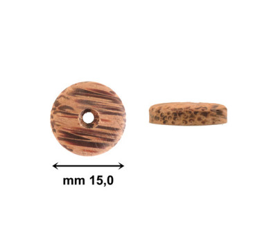 PASTIGLIE FORATE PIATTE mm 15,0x3,5 FORO mm 2 LEGNO PALMA ROSSA 0005 - CAR084BN