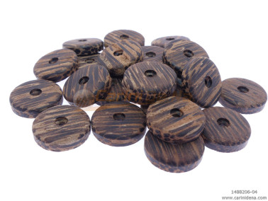 PASTIGLIE FORATE PIATTE mm 15,0x3,5 FORO mm 2 LEGNO PALMA NERA - CAR084BN