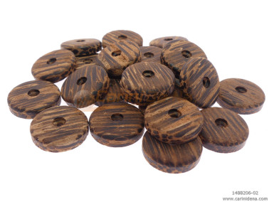 PASTIGLIE FORATE PIATTE mm 15,0x3,5 FORO mm 2 PERLA MARRONE/PANNA SATINATE P22- CAR084BNS