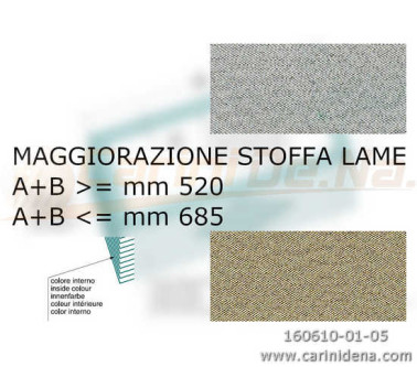 mantice fisarmonica  maggiorazione stoffa lame  dim ab inf mm 685