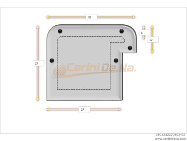 CUSCINI VELLUTO CROM - SAGOMATI DX - 32 X 27 (10+17) BIANCO