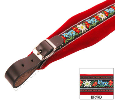 ACCORDION SHOULDER STRAPS FOLK. L 5.5 VELVET BROWN/RED