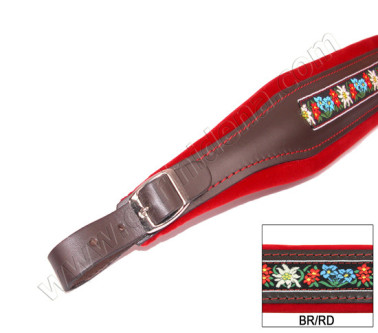 ACCORDION SHOULDER STRAPS FOLK. L 8 VELVET BROWN/RED