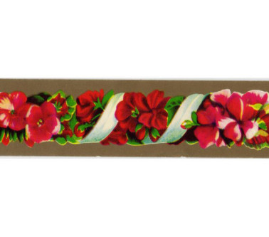 RIBBON DECORATION PAPER FIORI ROSSI SU ORO