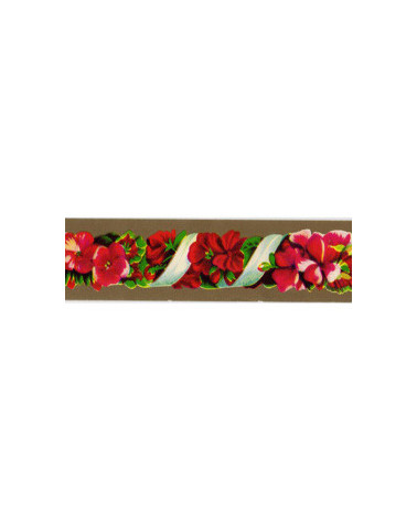BORDURA DI CARTA FIORI ROSSI SU ORO mm 22 x 500