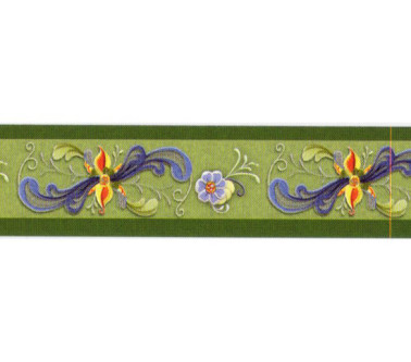 RIBBON DECORATION PAPER FIORI BLU SU VERDE