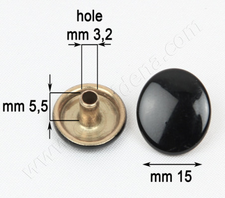 SNAP FASTENERS GODRONATI HEAD 15 VERNICIATE